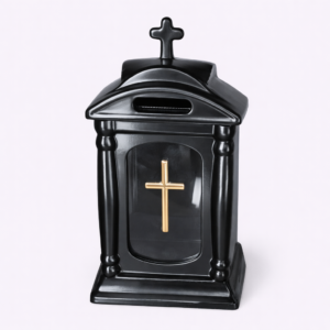 Keramikinis žibintas juodas su kryžiumi