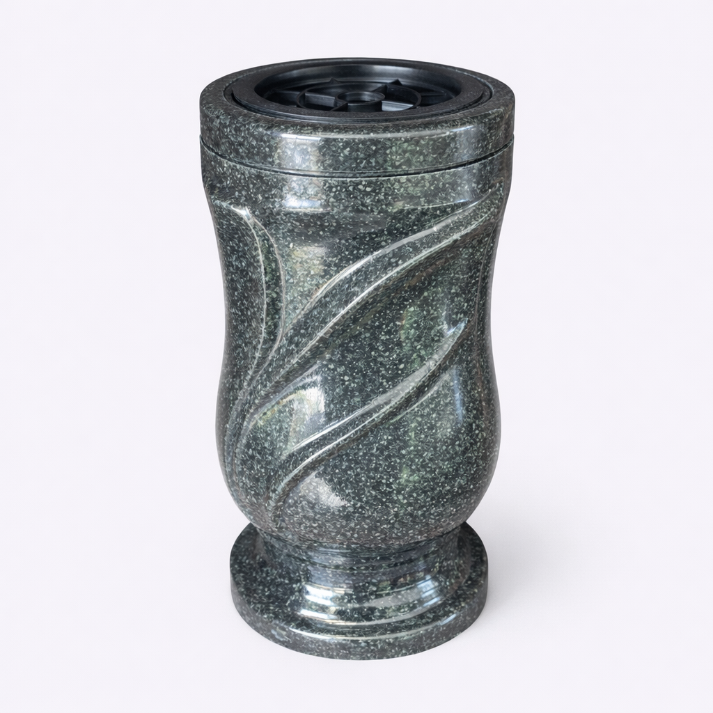 Akmens masės vaza smilga PILKA