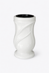 Akmens masės vaza smilga BALTA