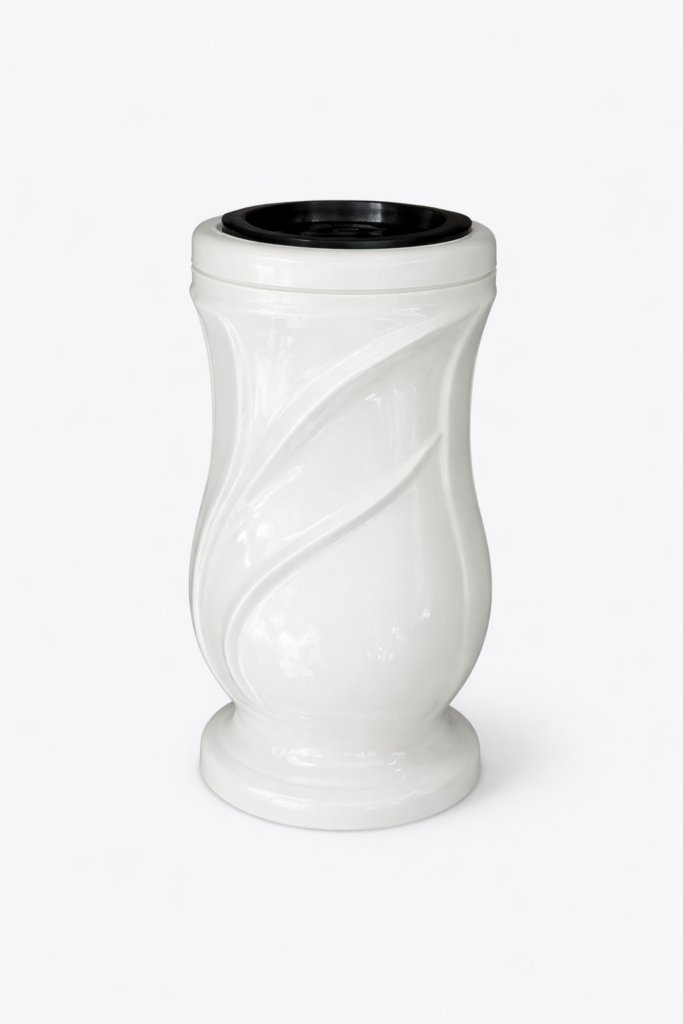 Akmens masės vaza smilga BALTA